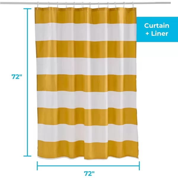 imageLinenspa Shower Curtain  Green Leaf Shower Curtain  Water Resistant Machine Washable Polyester Shower Curtain  Dorm Room EssentialsYellow Rugby Stripe
