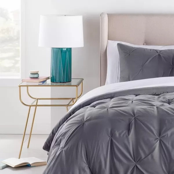imageLINENSPA All Season Hypoallergenic Down Alternative Microfiber Comforter Twin Ash GrayWhitePinch PleatGrey