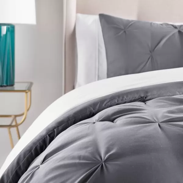 imageLINENSPA All Season Hypoallergenic Down Alternative Microfiber Comforter Twin Ash GrayWhitePinch PleatGrey