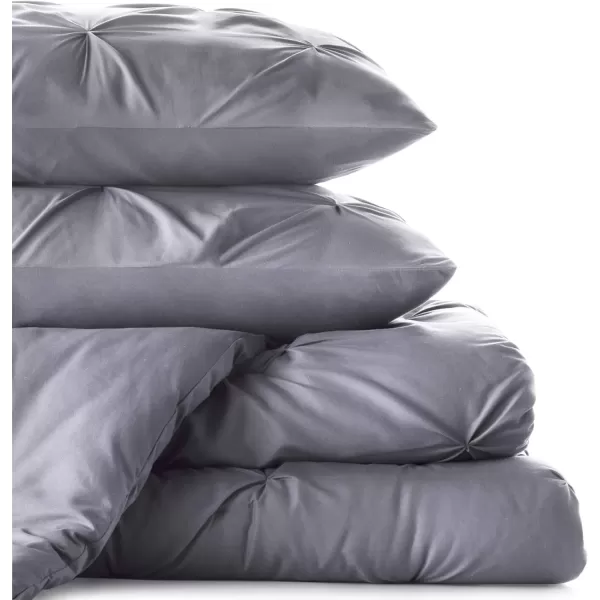 imageLINENSPA All Season Hypoallergenic Down Alternative Microfiber Comforter Twin Ash GrayWhitePinch PleatGrey