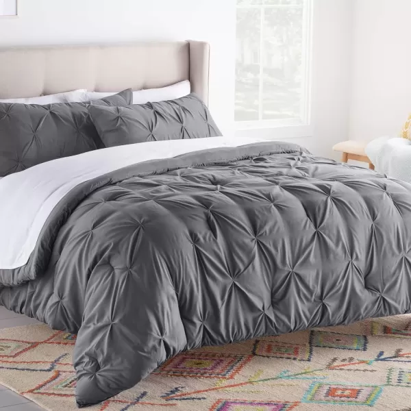 imageLINENSPA All Season Hypoallergenic Down Alternative Microfiber Comforter Twin Ash GrayWhitePinch PleatGrey