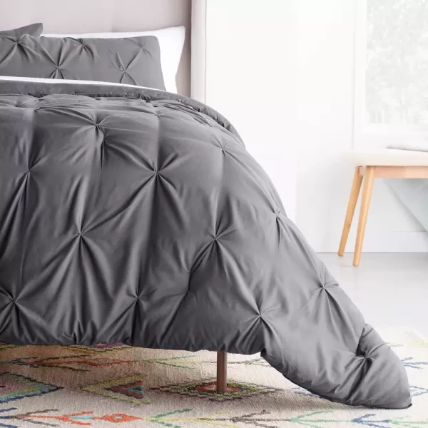 imageLINENSPA All Season Hypoallergenic Down Alternative Microfiber Comforter Twin Ash GrayWhitePinch PleatGrey