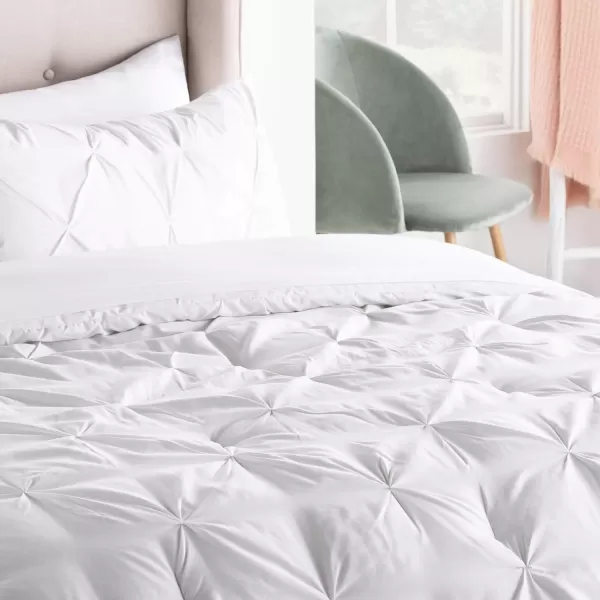 imageLINENSPA All Season Hypoallergenic Down Alternative Microfiber Comforter Twin Ash GrayWhitePinch PleatWhite