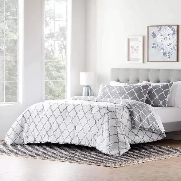 imageLINENSPA All Season Hypoallergenic Down Alternative Microfiber Comforter Twin Ash GrayWhitePinch PleatWhite