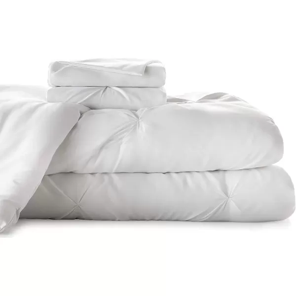 imageLINENSPA All Season Hypoallergenic Down Alternative Microfiber Comforter Twin Ash GrayWhitePinch PleatWhite