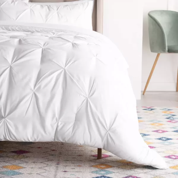 imageLINENSPA All Season Hypoallergenic Down Alternative Microfiber Comforter Twin Ash GrayWhitePinch PleatWhite