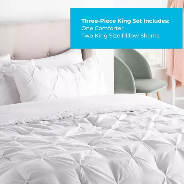 imageLINENSPA All Season Hypoallergenic Down Alternative Microfiber Comforter Twin Ash GrayWhitePinch PleatWhite