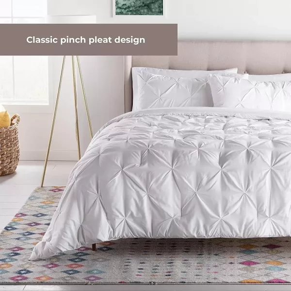 imageLINENSPA All Season Hypoallergenic Down Alternative Microfiber Comforter Twin Ash GrayWhitePinch PleatWhite