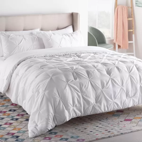 imageLINENSPA All Season Hypoallergenic Down Alternative Microfiber Comforter Twin Ash GrayWhitePinch PleatWhite