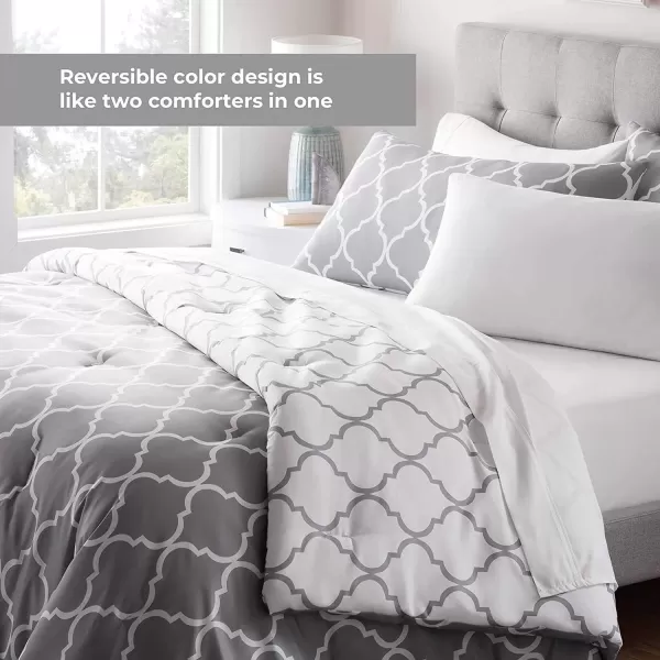 imageLINENSPA All Season Hypoallergenic Down Alternative Microfiber Comforter Twin Ash GrayWhitePinch PleatWhite