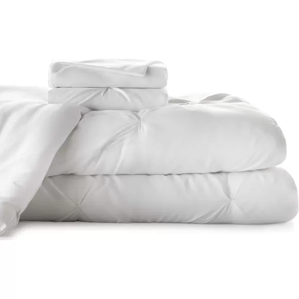 imageLINENSPA All Season Hypoallergenic Down Alternative Microfiber Comforter Twin Ash GrayWhitePinch PleatWhite
