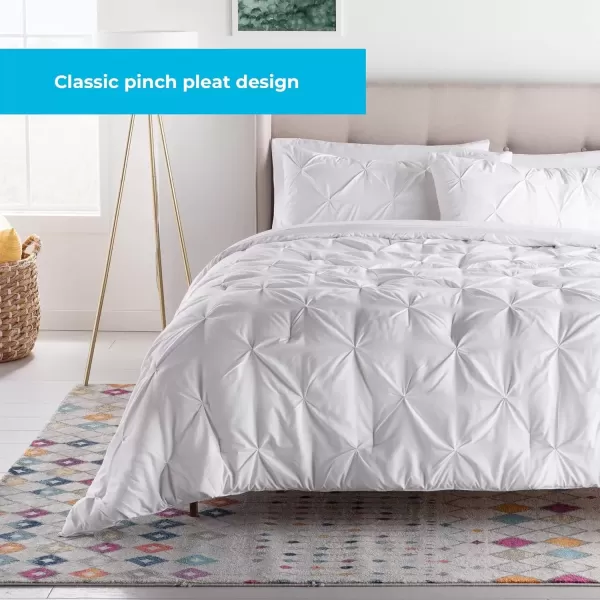 imageLINENSPA All Season Hypoallergenic Down Alternative Microfiber Comforter Twin Ash GrayWhitePinch PleatWhite
