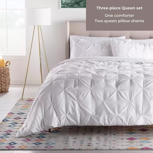imageLINENSPA All Season Hypoallergenic Down Alternative Microfiber Comforter Twin Ash GrayWhitePinch PleatWhite