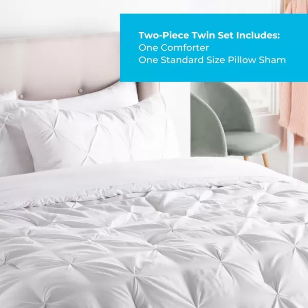 imageLINENSPA All Season Hypoallergenic Down Alternative Microfiber Comforter Twin Ash GrayWhitePinch PleatWhite
