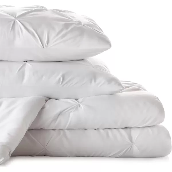imageLINENSPA All Season Hypoallergenic Down Alternative Microfiber Comforter Twin Ash GrayWhitePinch PleatWhite
