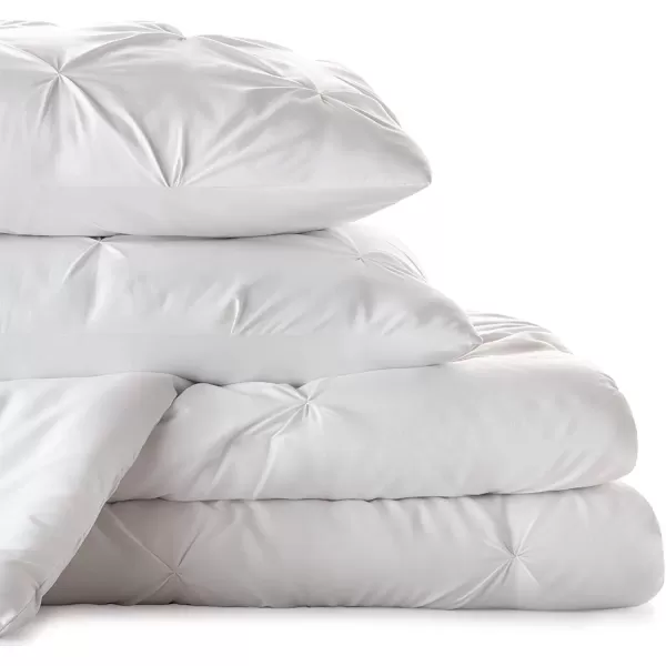 imageLINENSPA All Season Hypoallergenic Down Alternative Microfiber Comforter Twin Ash GrayWhitePinch PleatWhite