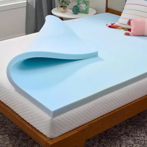 imageLINENSPA Memory Foam Mattress Topper  2 Inch Gel Infused Memory Foam  Plush Feel  Cooling and Pressure Relieving  CertiPUR Certified  Dorm Room Essentials  Queen SizeTwin