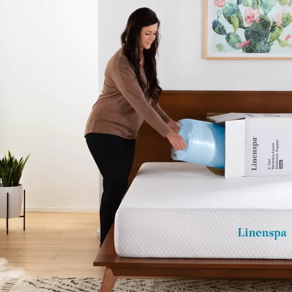 imageLINENSPA Memory Foam Mattress Topper  2 Inch Gel Infused Memory Foam  Plush Feel  Cooling and Pressure Relieving  CertiPUR Certified  Dorm Room Essentials  Queen SizeTwin XL