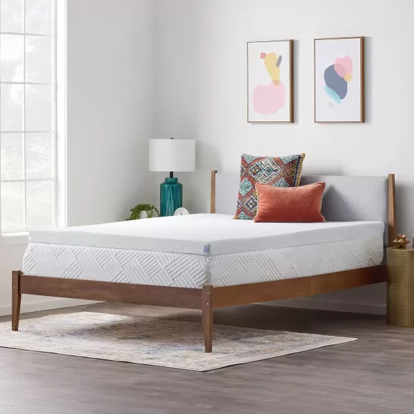 imageLINENSPA Memory Foam Mattress Topper  2 Inch Gel Infused Memory Foam  Plush Feel  Cooling and Pressure Relieving  CertiPUR Certified  Dorm Room Essentials  Queen SizeTwin