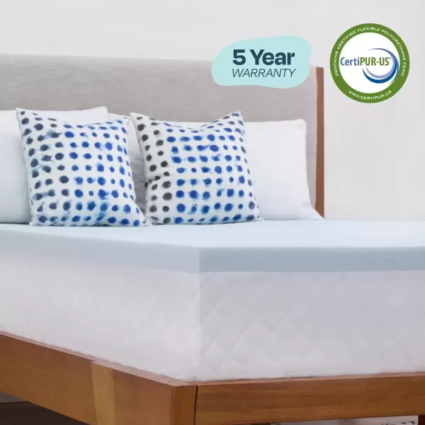 imageLINENSPA Memory Foam Mattress Topper  2 Inch Gel Infused Memory Foam  Plush Feel  Cooling and Pressure Relieving  CertiPUR Certified  Dorm Room Essentials  Queen SizeTwin XL