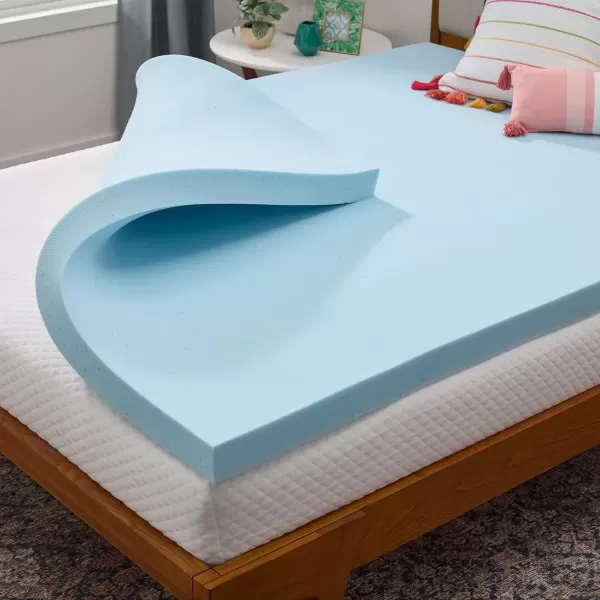imageLINENSPA Memory Foam Mattress Topper  2 Inch Gel Infused Memory Foam  Plush Feel  Cooling and Pressure Relieving  CertiPUR Certified  Dorm Room Essentials  Queen SizeTwin