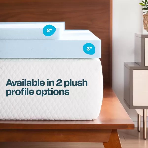 imageLINENSPA Memory Foam Mattress Topper  2 Inch Gel Infused Memory Foam  Plush Feel  Cooling and Pressure Relieving  CertiPUR Certified  Dorm Room Essentials  Queen SizeFull