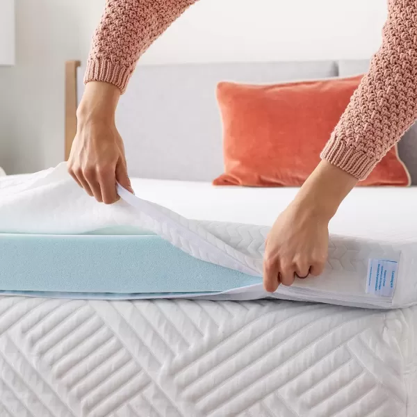 imageLINENSPA Memory Foam Mattress Topper  2 Inch Gel Infused Memory Foam  Plush Feel  Cooling and Pressure Relieving  CertiPUR Certified  Dorm Room Essentials  Queen SizeQueen