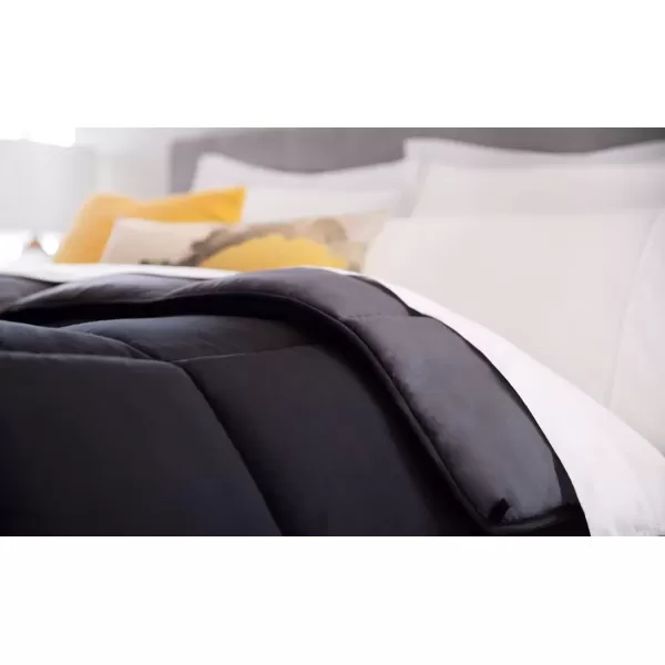 imageLINENSPA White Down Alternative Comforter and Duvet Insert  AllSeason Comforter  Box Stitched Comforter  Bedding for Kids Teens and Adults  Twin XLBlackGraphite