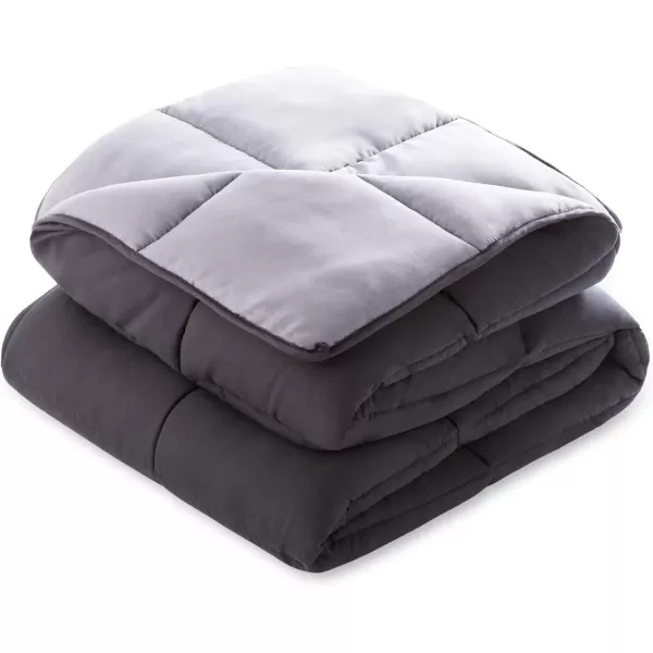 imageLINENSPA White Down Alternative Comforter and Duvet Insert  AllSeason Comforter  Box Stitched Comforter  Bedding for Kids Teens and Adults  Twin XLBlackGraphite