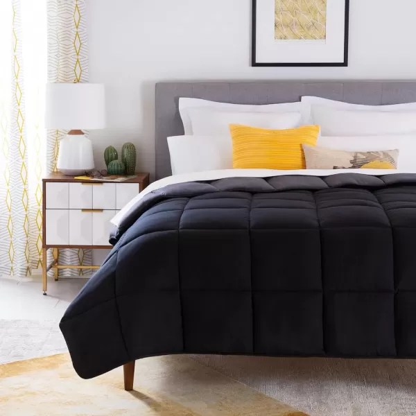 imageLINENSPA White Down Alternative Comforter and Duvet Insert  AllSeason Comforter  Box Stitched Comforter  Bedding for Kids Teens and Adults  Twin XLBlackGraphite