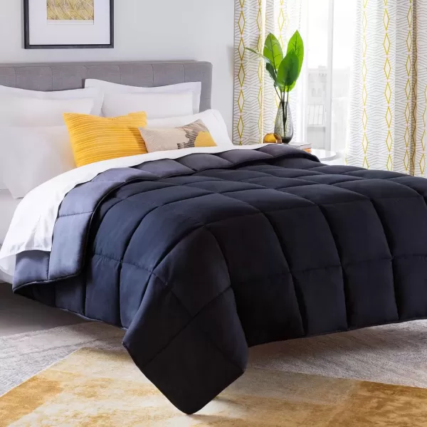 imageLINENSPA White Down Alternative Comforter and Duvet Insert  AllSeason Comforter  Box Stitched Comforter  Bedding for Kids Teens and Adults  Twin XLBlackGraphite