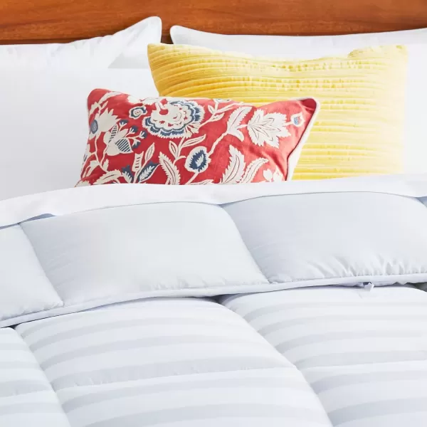 imageLINENSPA White Down Alternative Comforter and Duvet Insert  AllSeason Comforter  Box Stitched Comforter  Bedding for Kids Teens and Adults  Twin XLGreyWhite Stripe