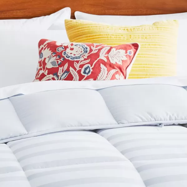 imageLINENSPA White Down Alternative Comforter and Duvet Insert  AllSeason Comforter  Box Stitched Comforter  Bedding for Kids Teens and Adults  Twin XLGreyWhite Stripe