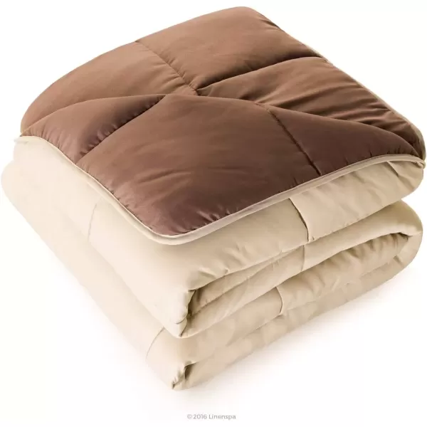 imageLINENSPA White Down Alternative Comforter and Duvet Insert  AllSeason Comforter  Box Stitched Comforter  Bedding for Kids Teens and Adults  Twin XLSandMocha
