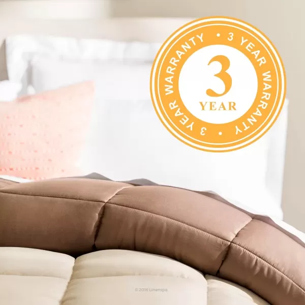 imageLINENSPA White Down Alternative Comforter and Duvet Insert  AllSeason Comforter  Box Stitched Comforter  Bedding for Kids Teens and Adults  Twin XLSandMocha