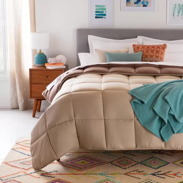 imageLINENSPA White Down Alternative Comforter and Duvet Insert  AllSeason Comforter  Box Stitched Comforter  Bedding for Kids Teens and Adults  Twin XLSandMocha