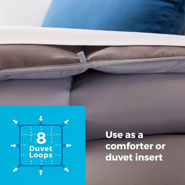 imageLINENSPA White Down Alternative Comforter and Duvet Insert  AllSeason Comforter  Box Stitched Comforter  Bedding for Kids Teens and Adults  Twin XLStoneCharcoal
