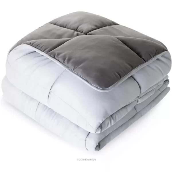 imageLINENSPA White Down Alternative Comforter and Duvet Insert  AllSeason Comforter  Box Stitched Comforter  Bedding for Kids Teens and Adults  Twin XLStoneCharcoal