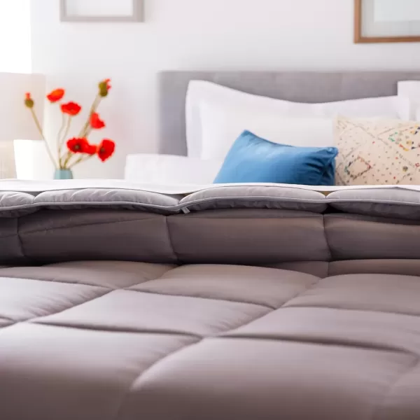 imageLINENSPA White Down Alternative Comforter and Duvet Insert  AllSeason Comforter  Box Stitched Comforter  Bedding for Kids Teens and Adults  Twin XLStoneCharcoal