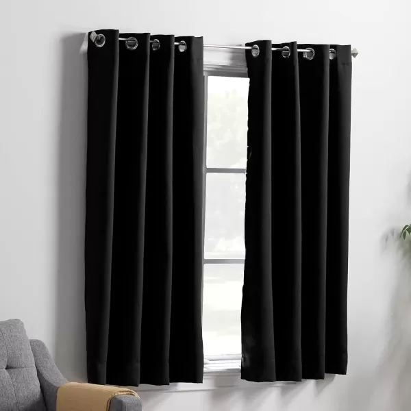 imageLinenspa 100 Blackout Curtain 2 Panels Set  Navy Curtains 95 Inch Length  Thermal Insulated Noise Reducing  Dorm Room Essentials 52 x 95Black