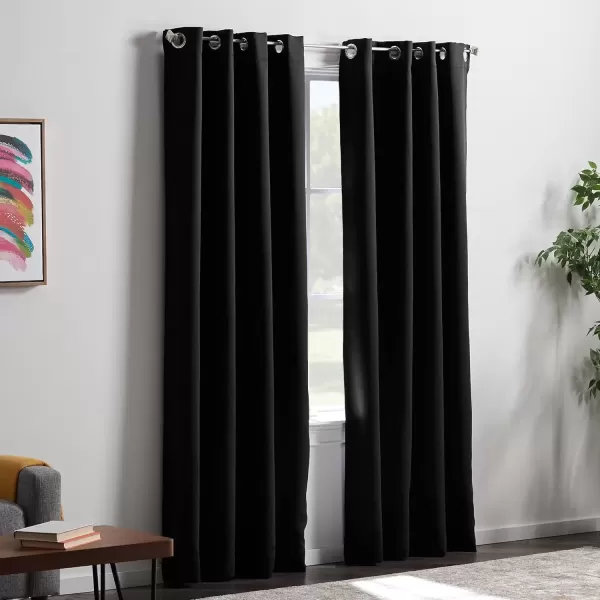 imageLinenspa 100 Blackout Curtain 2 Panels Set  Navy Curtains 95 Inch Length  Thermal Insulated Noise Reducing  Dorm Room Essentials 52 x 95Black