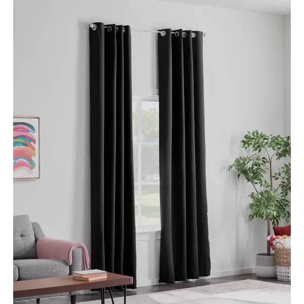 imageLinenspa 100 Blackout Curtain 2 Panels Set  Navy Curtains 95 Inch Length  Thermal Insulated Noise Reducing  Dorm Room Essentials 52 x 95Black