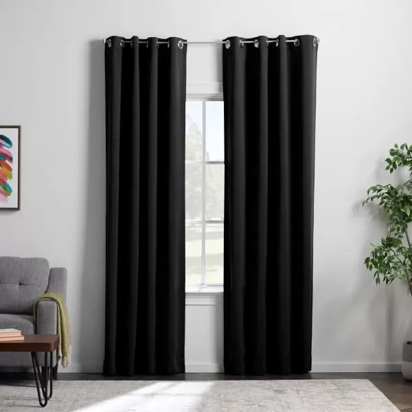 imageLinenspa 100 Blackout Curtain 2 Panels Set  Navy Curtains 95 Inch Length  Thermal Insulated Noise Reducing  Dorm Room Essentials 52 x 95Black