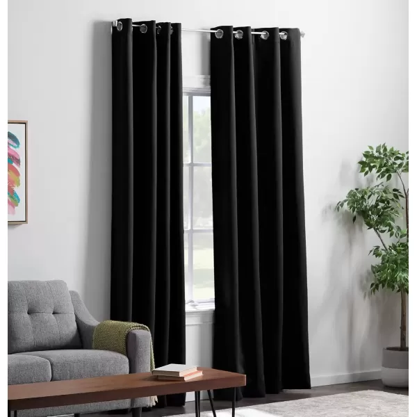 imageLinenspa 100 Blackout Curtain 2 Panels Set  Navy Curtains 95 Inch Length  Thermal Insulated Noise Reducing  Dorm Room Essentials 52 x 95Black