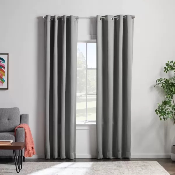 imageLinenspa 100 Blackout Curtain 2 Panels Set  Navy Curtains 95 Inch Length  Thermal Insulated Noise Reducing  Dorm Room Essentials 52 x 95Grey