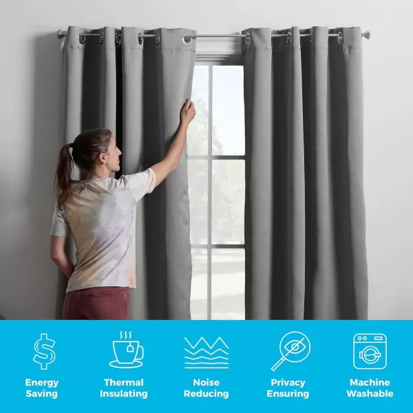imageLinenspa 100 Blackout Curtain 2 Panels Set  Navy Curtains 95 Inch Length  Thermal Insulated Noise Reducing  Dorm Room Essentials 52 x 95Grey