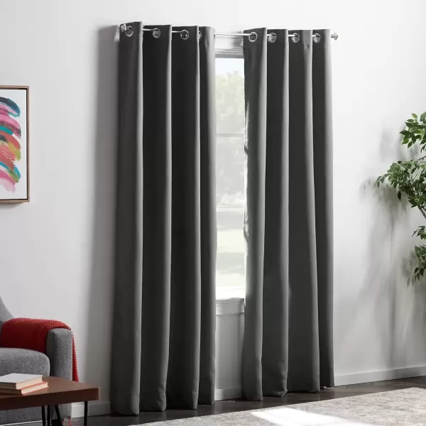 imageLinenspa 100 Blackout Curtain 2 Panels Set  Navy Curtains 95 Inch Length  Thermal Insulated Noise Reducing  Dorm Room Essentials 52 x 95Grey