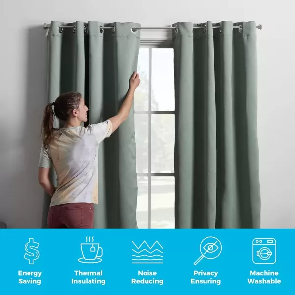 imageLinenspa 100 Blackout Curtain 2 Panels Set  Navy Curtains 95 Inch Length  Thermal Insulated Noise Reducing  Dorm Room Essentials 52 x 95Sage Green