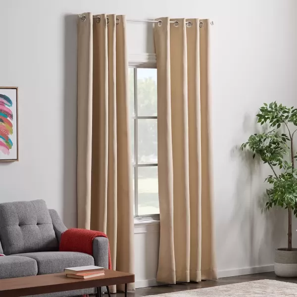 imageLinenspa 100 Blackout Curtain 2 Panels Set  Navy Curtains 95 Inch Length  Thermal Insulated Noise Reducing  Dorm Room Essentials 52 x 95Tan