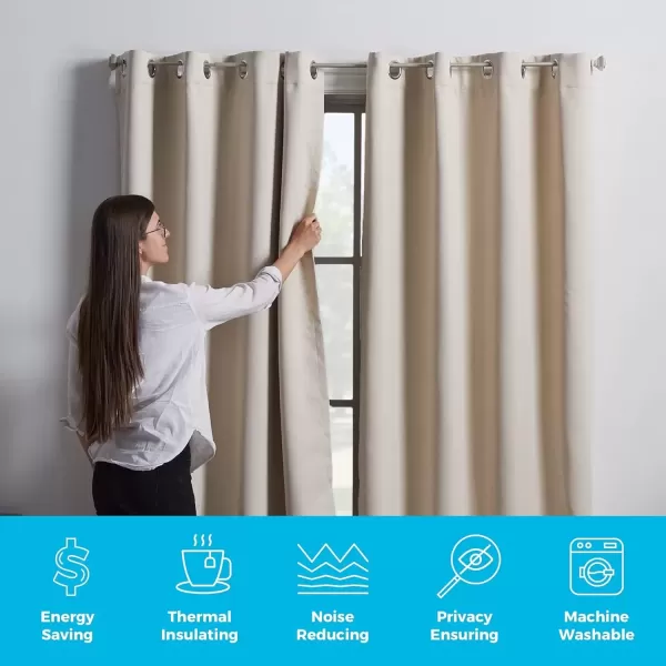 imageLinenspa 100 Blackout Curtain 2 Panels Set  Navy Curtains 95 Inch Length  Thermal Insulated Noise Reducing  Dorm Room Essentials 52 x 95Tan